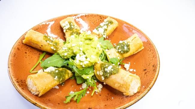 Order Smoked Chicken Taquitos food online from Meso Maya store, Dallas on bringmethat.com