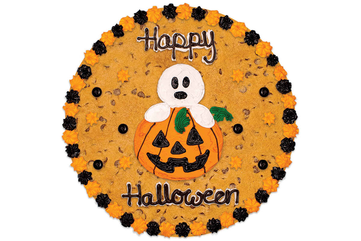 Order #620: Halloween Ghost Pumpkin food online from Nestle Toll House Cafe store, Fort Worth on bringmethat.com