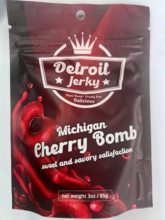 Order Detroit Vegan Jerky- Michigan Cherry Bomb food online from Breadless store, Detroit on bringmethat.com