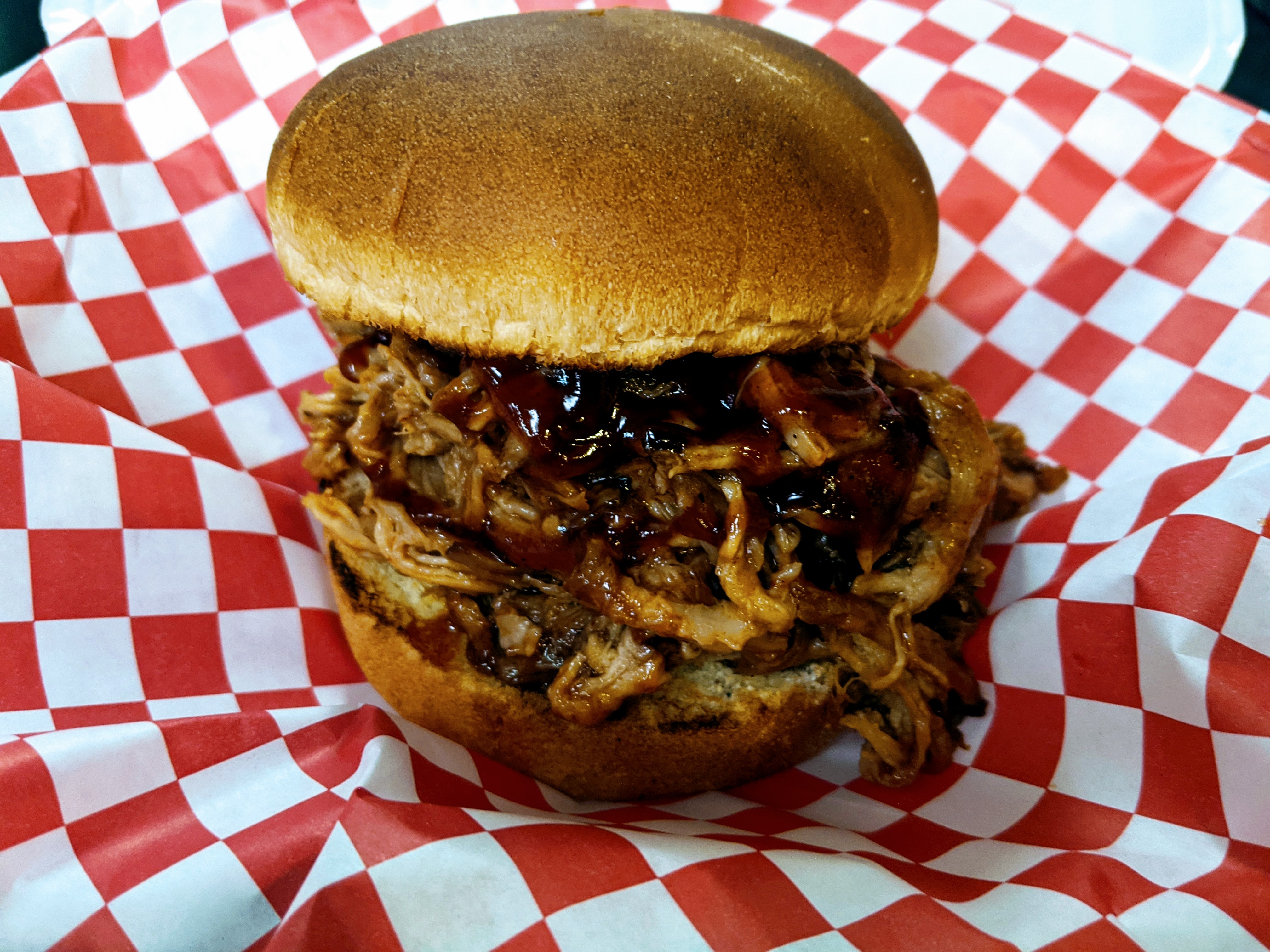 Order Pulled Pork Sandwich food online from Hilltop Grill store, Creve Coeur on bringmethat.com