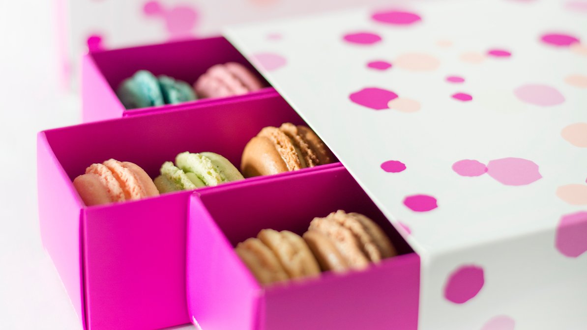 Order Logo Gift Box of 36 Macarons food online from Le Macaron French Pastries store, Liberty Township on bringmethat.com