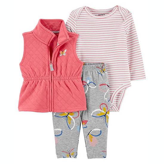 Order carter's® Size 12M 3-Piece Butterfly Vest Set in Pink food online from Bed Bath & Beyond store, Lancaster on bringmethat.com