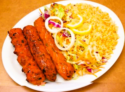 Order Seekh Kabab with yellow Rice  food online from Gourmet India store, Houston on bringmethat.com