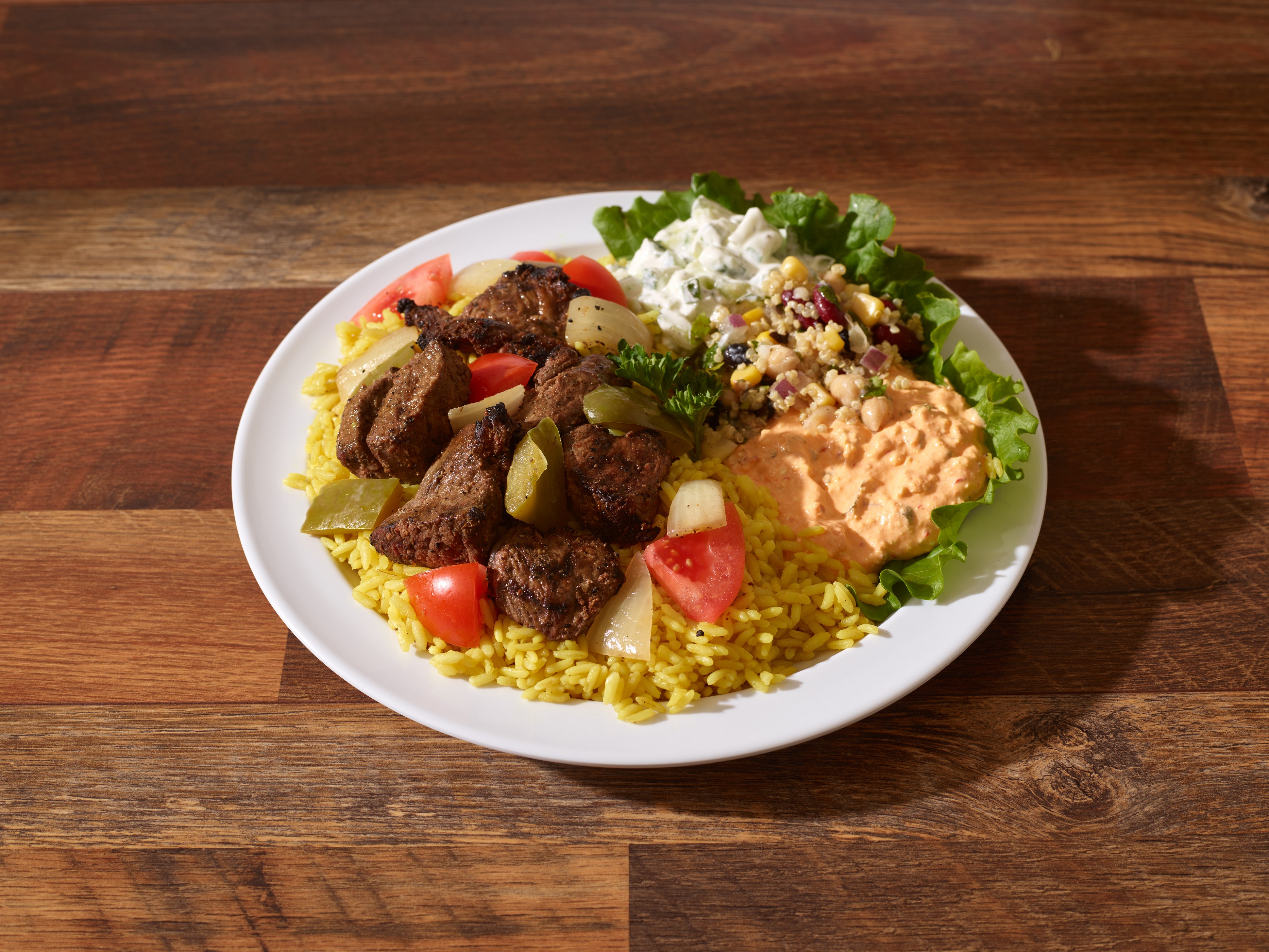 Order 1 Protein Plate food online from Zaky Mediterranean Grill store, Fontana on bringmethat.com