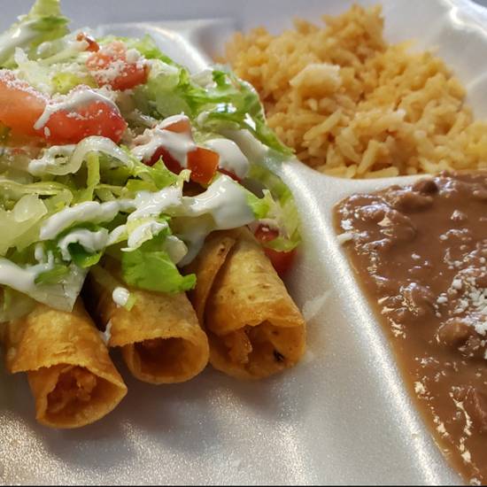 Order Flautas Plate food online from Matachines Authentic Mexican Food store, Edmond on bringmethat.com