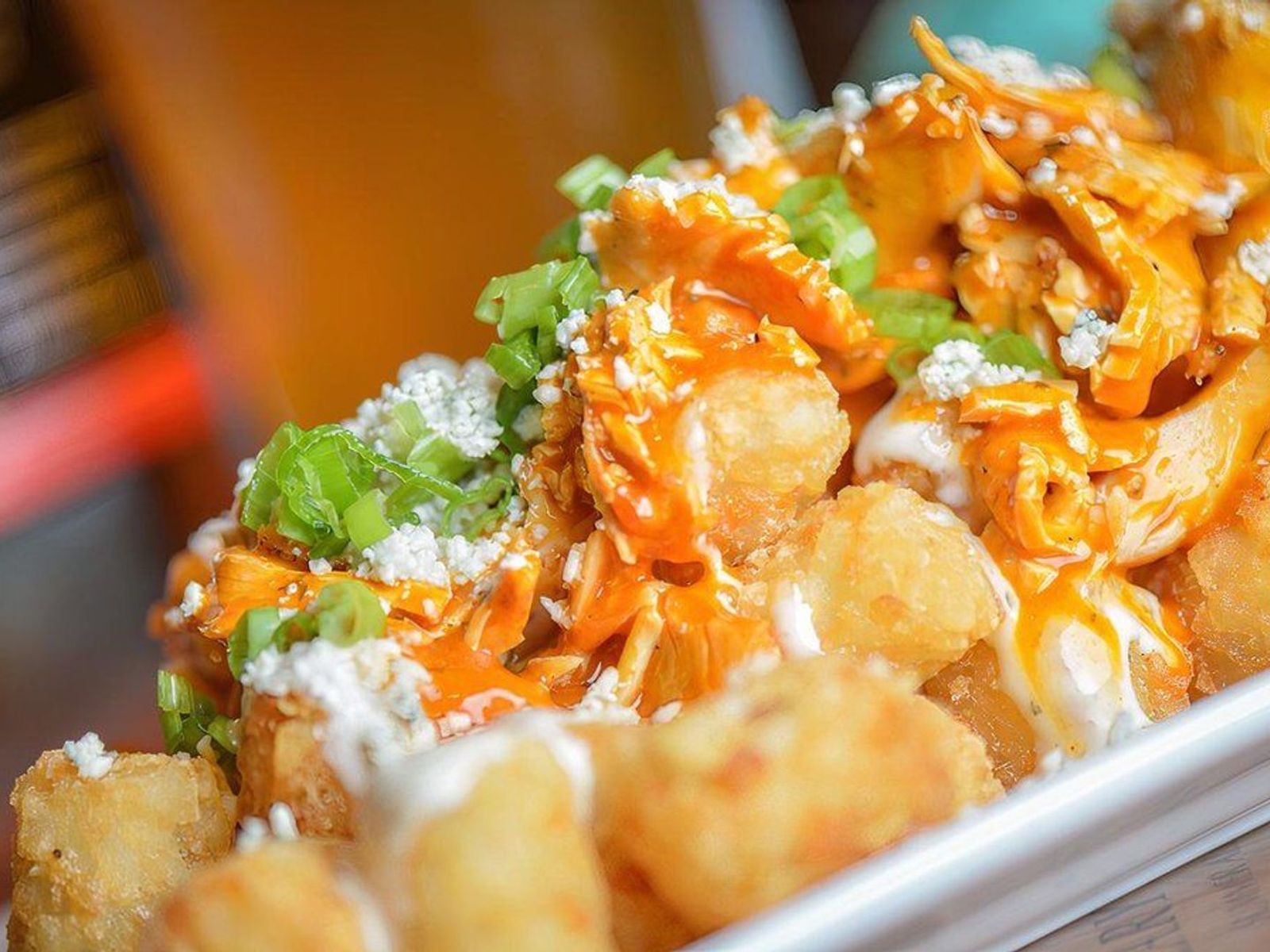 Order Buffalo Chicken Tot Chos food online from Cold Beers & Cheeseburgers store, Phoenix on bringmethat.com