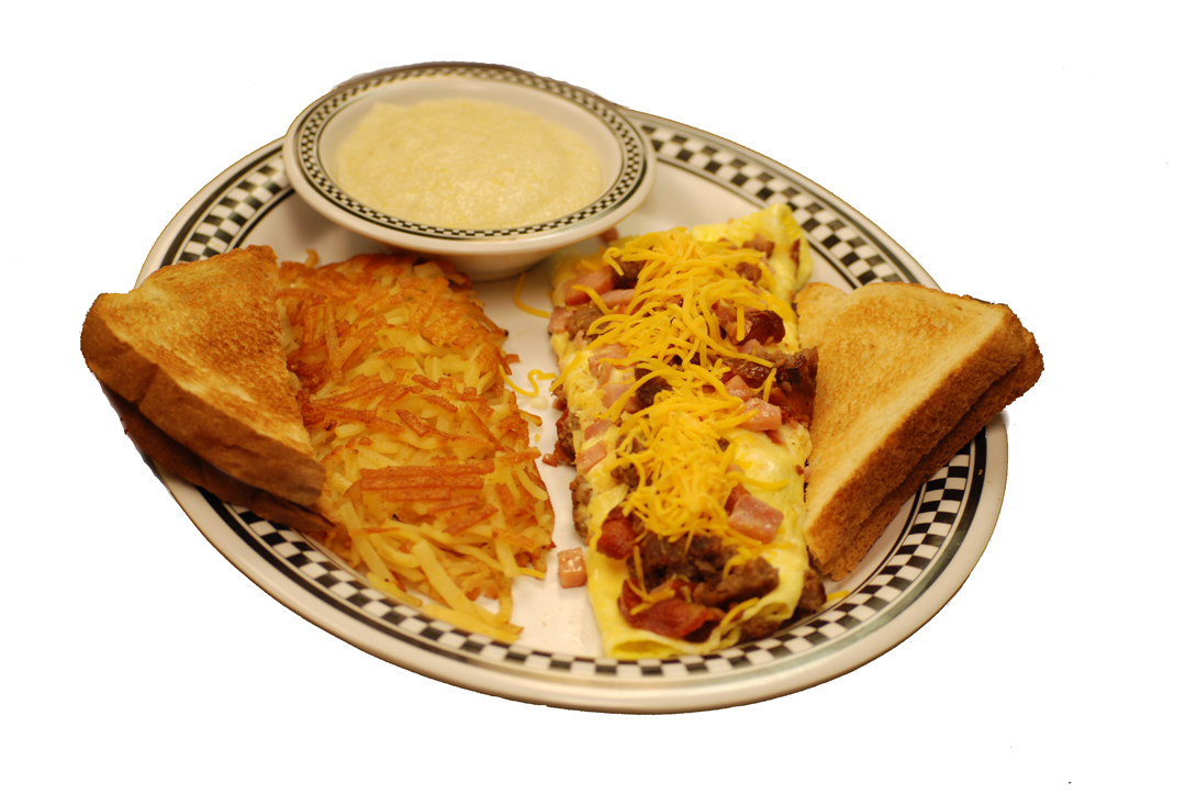 Order Meat Lover's Omelette food online from Carolina's Diner store, Greensboro on bringmethat.com