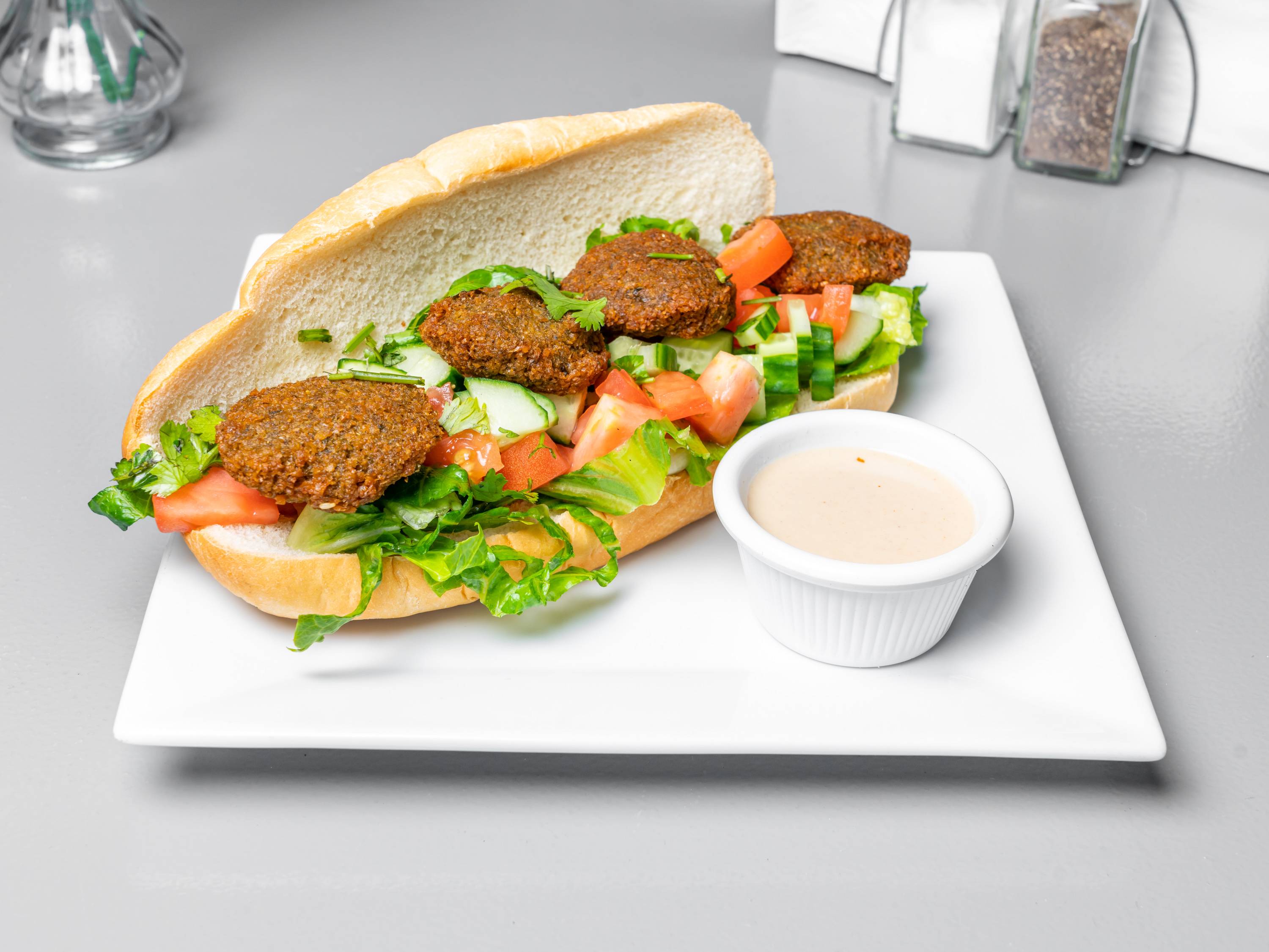 Order Vegan Falafel Sandwich food online from Taste of Egypt store, Arlington on bringmethat.com