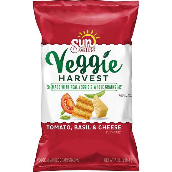Order Sun Chips Veggie Harvest Tomato Basil & Cheese Flavored Vegetable And Whole Grain Snacks food online from Deerings Market store, Traverse City on bringmethat.com
