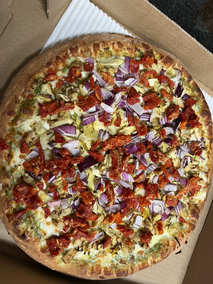 Order Pesto Chicken Pizza food online from Moes Pizza store, Paso Robles on bringmethat.com