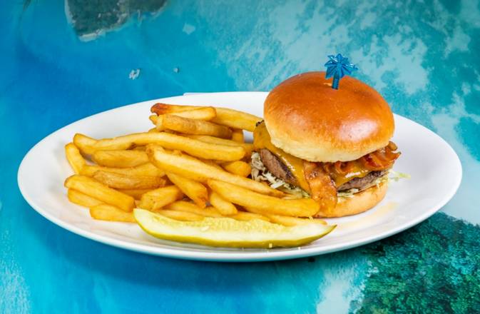 Order Cheddar BBQ Burger food online from Jimmy Buffet's Margaritaville store, Myrtle Beach on bringmethat.com