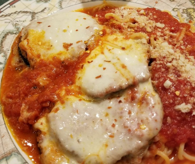 Order Eggplant Parmigiana Dinner food online from Pomodoro Pizza, Pasta & More store, Sterling on bringmethat.com