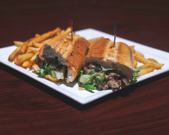 Order Philly Steak and Cheese Sandwich food online from Breakers Sky Lounge store, Herndon on bringmethat.com