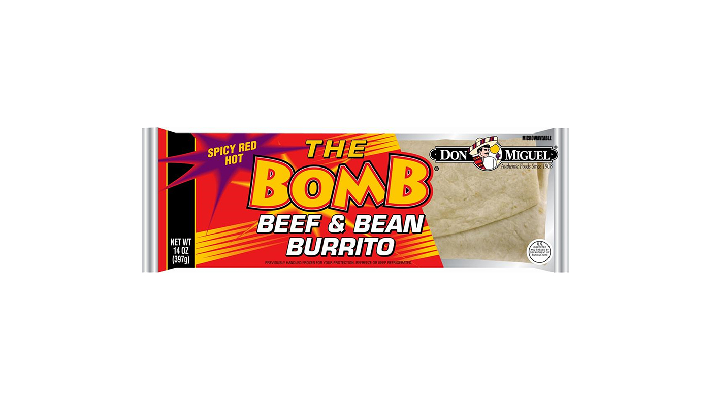 Order DA BOMB Red Chili Beef and Bean Burrito food online from Chevron Extramile store, Garden Grove on bringmethat.com