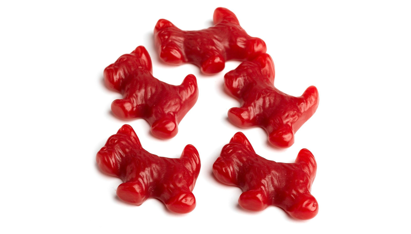 Order Cherry Red Licorice Scottie Dogs food online from Naper Nuts & Sweets store, Naperville on bringmethat.com