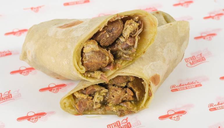 Order Chile Verde Burrito food online from Robertito Taco Shop store, Fresno on bringmethat.com