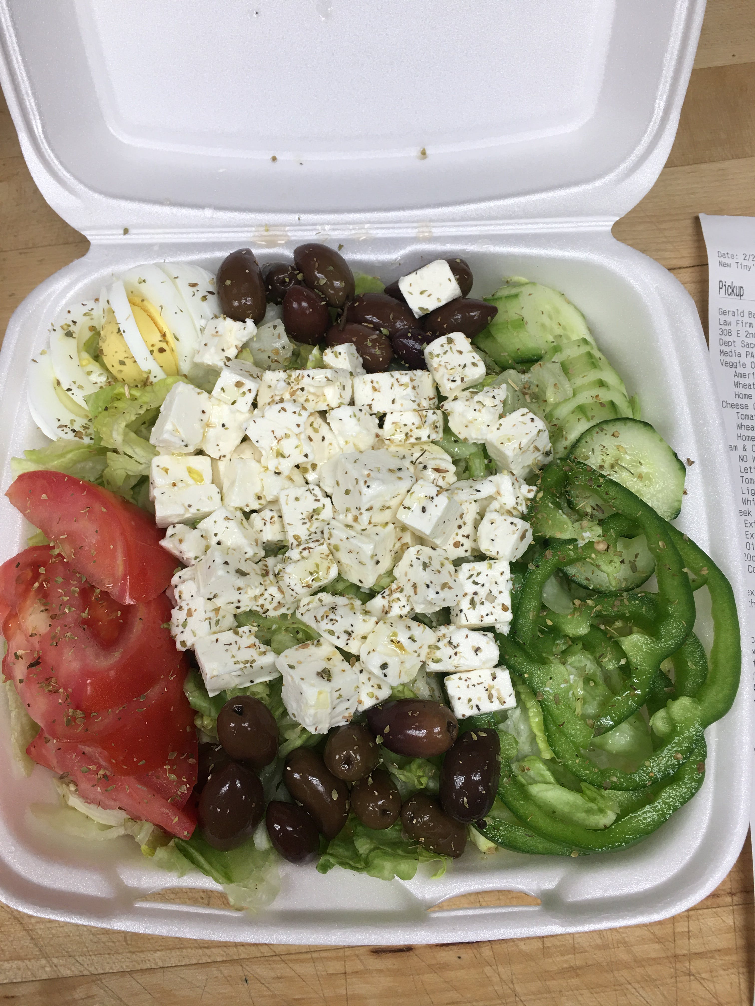 Order Greek Salad - Salad food online from New Tiny Hoagie Shop store, Media on bringmethat.com