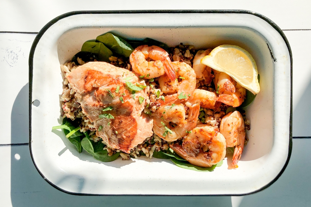 Order Mega-Protein Powerbox food online from Brown Bag Seafood Co store, Chicago on bringmethat.com
