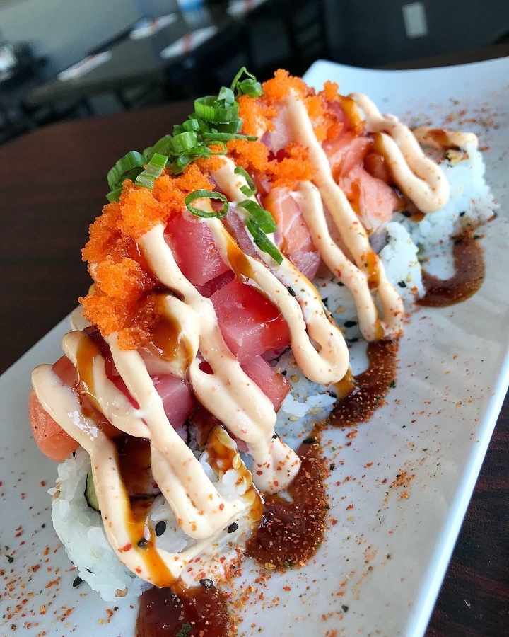 Order Over the Rainbow Roll food online from Wave Asian Bistro & Sushi store, Mount Dora on bringmethat.com