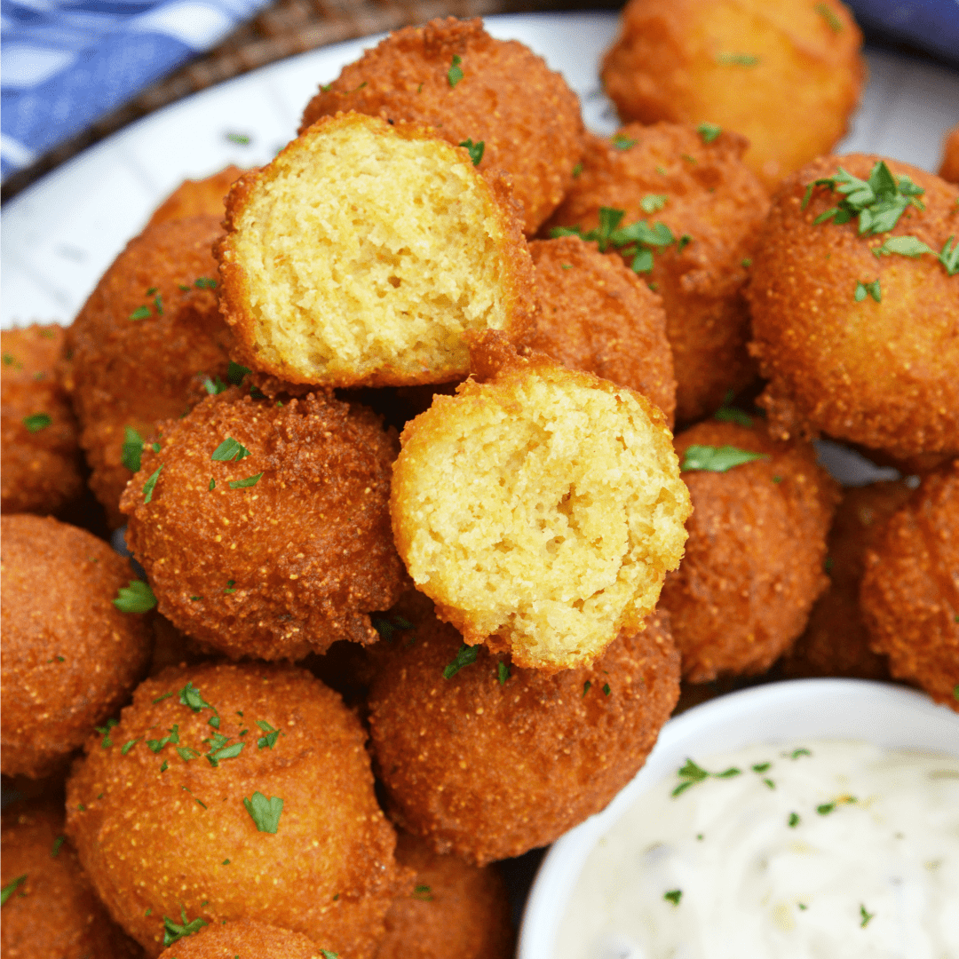Order A1. Hush Puppies (10) food online from Captain King Seafood City store, Memphis on bringmethat.com