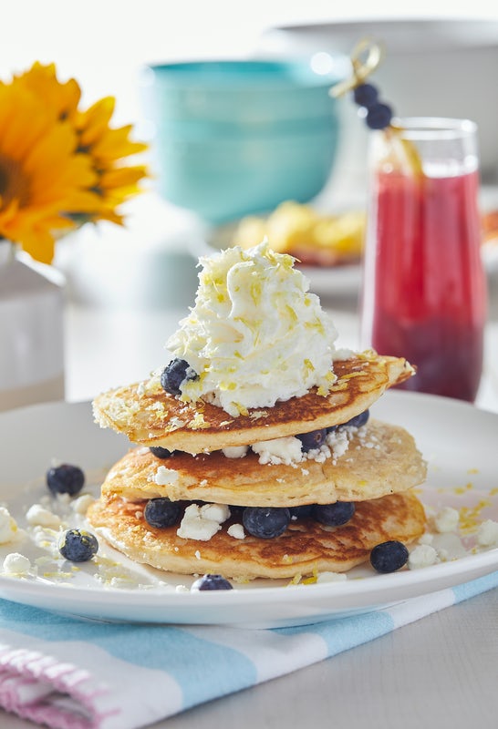 Order Lemon Blueberry Goat Cheese Pancakes  food online from Another Broken Egg Cafe store, Atlanta on bringmethat.com