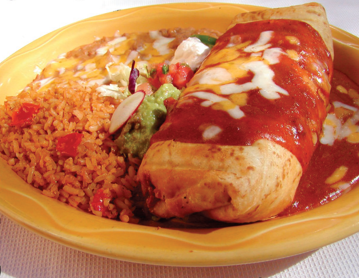 Order Chimichanga con Carne food online from Guadalajara Fiesta Grill store, Tucson on bringmethat.com