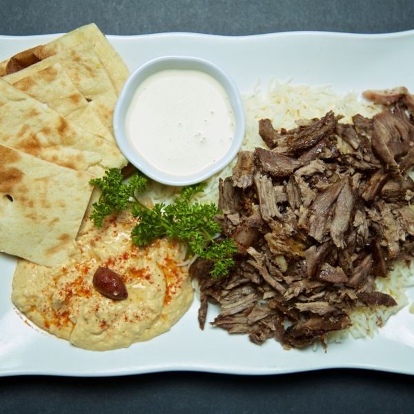 Order Beef Shawarma Plate food online from North Park Produce Bakery & Grill store, Poway on bringmethat.com