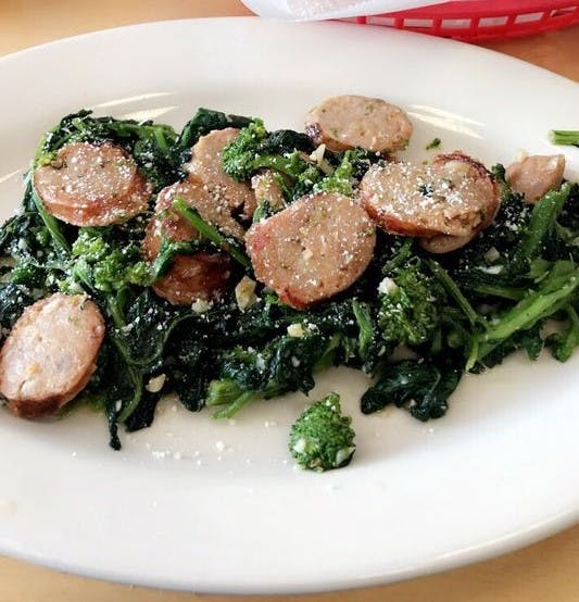 Order Sauteed Spinach with Sausage - Appetizer food online from Federico's Pizza Express store, Shrewsbury on bringmethat.com
