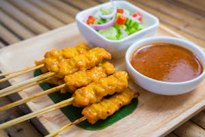 Order Chicken Satay (4) food online from Asian thai 2 go store, Dallas on bringmethat.com