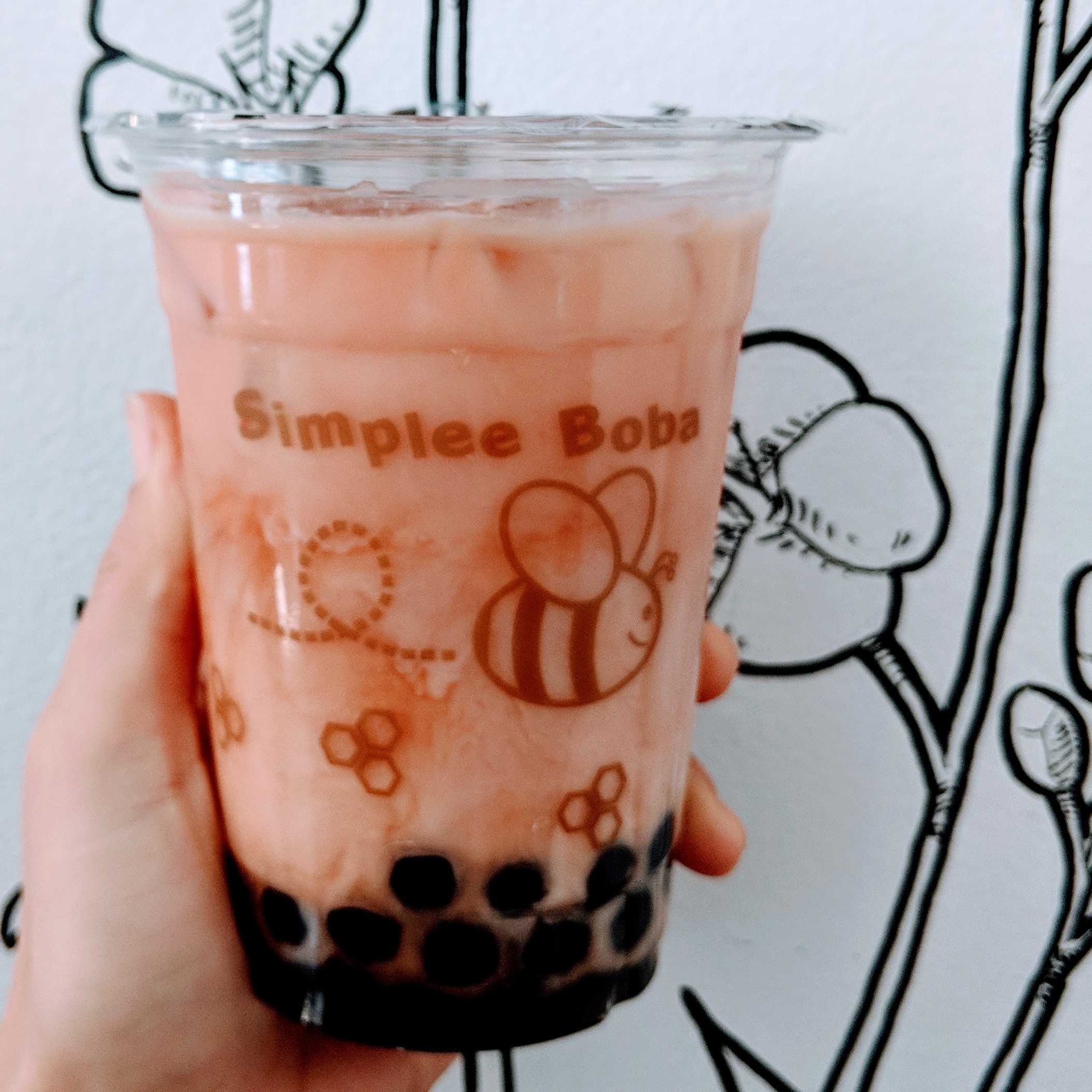 Order Strawberry Milk Tea food online from Simplee Boba store, Loma Linda on bringmethat.com
