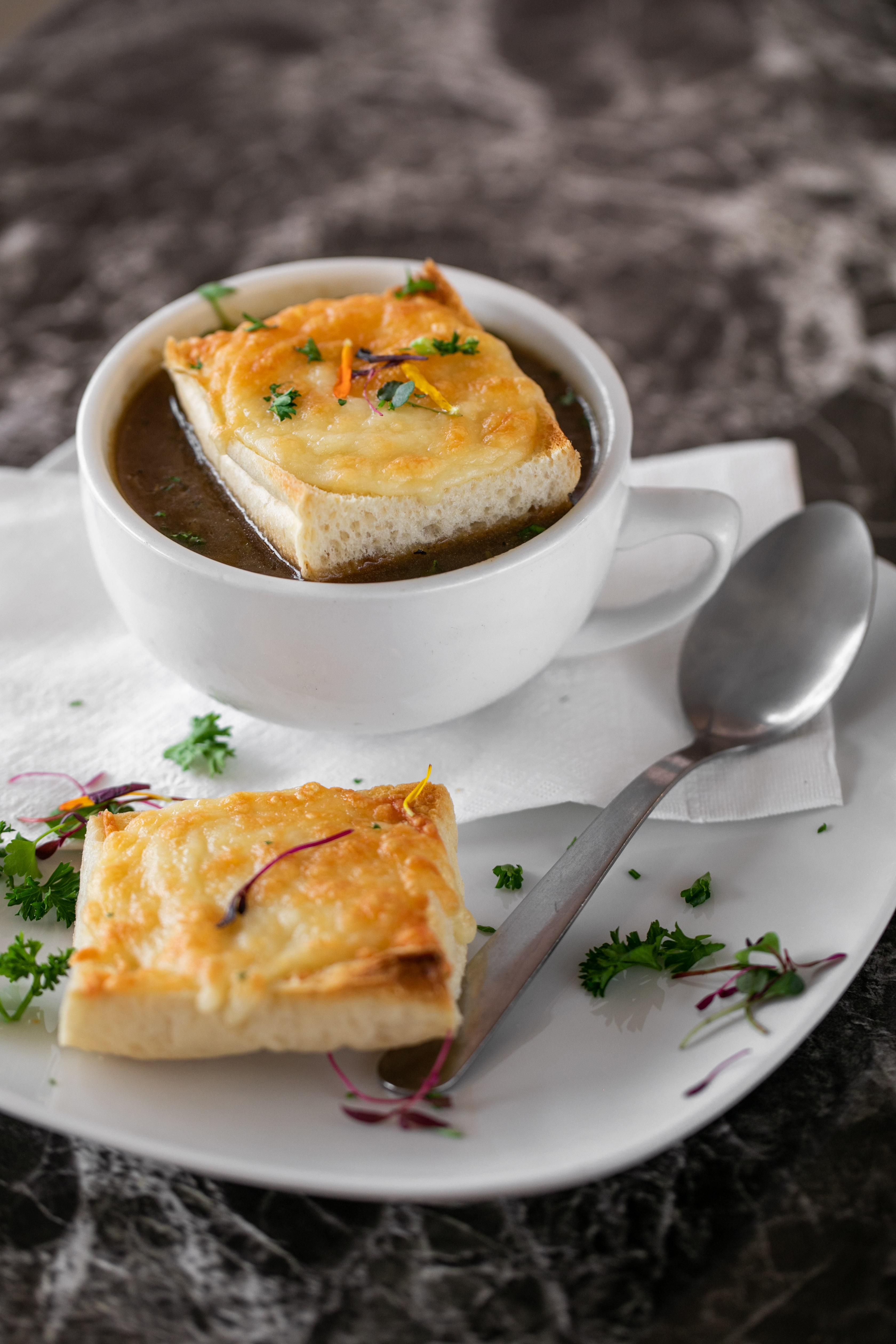 Order French Onion Soup food online from Rendez Vous store, Corona Del Mar on bringmethat.com
