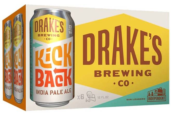 Order Drake's Kick Back IPA, 6pk-12oz can beer (4.3% ABV) food online from Tenderloin Liquor store, San Francisco on bringmethat.com