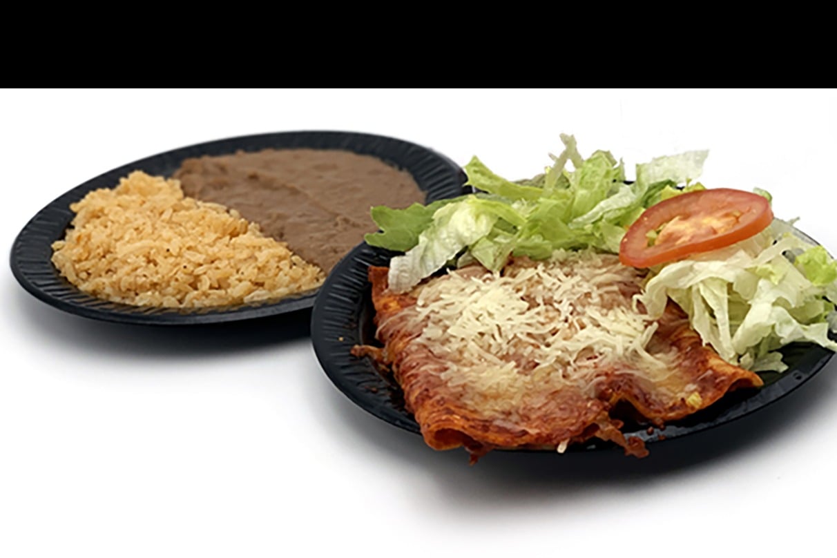 Order (#11) Two Enchiladas Combo food online from Javi Taco Shack store, Visalia on bringmethat.com