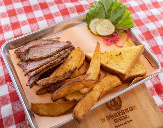 Order 1/2 lb. Brisket Meat Plate food online from The Horseshoe Grill store, Tucson on bringmethat.com
