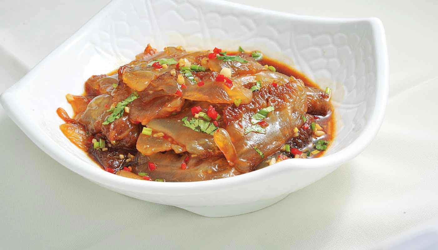 Order A10. Jelly Fish with Aged Vinegar (老醋拌蜇頭) food online from Happy Harbor Cuisine store, Alhambra on bringmethat.com