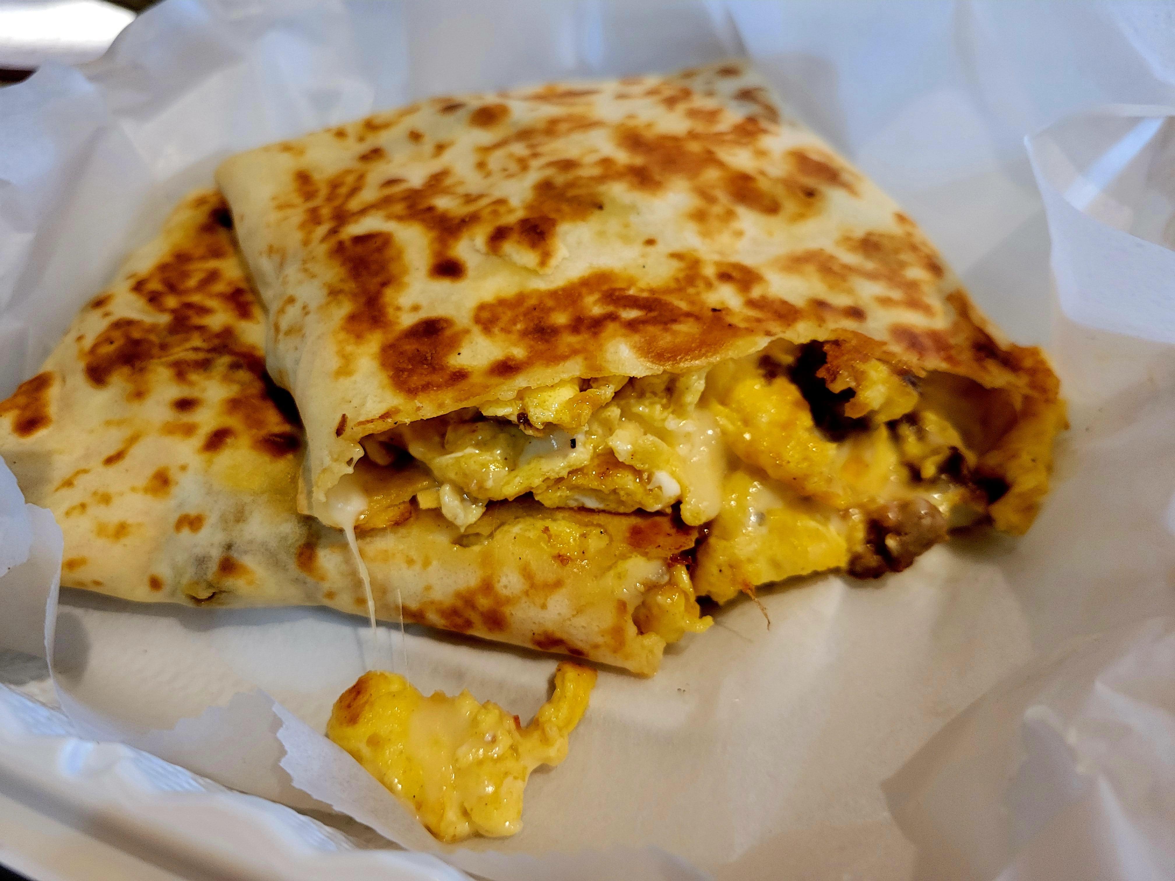 Order Beef Suasage Egg and Cheese Crepe food online from Manakeesh Cafe Bakery store, Philadelphia on bringmethat.com