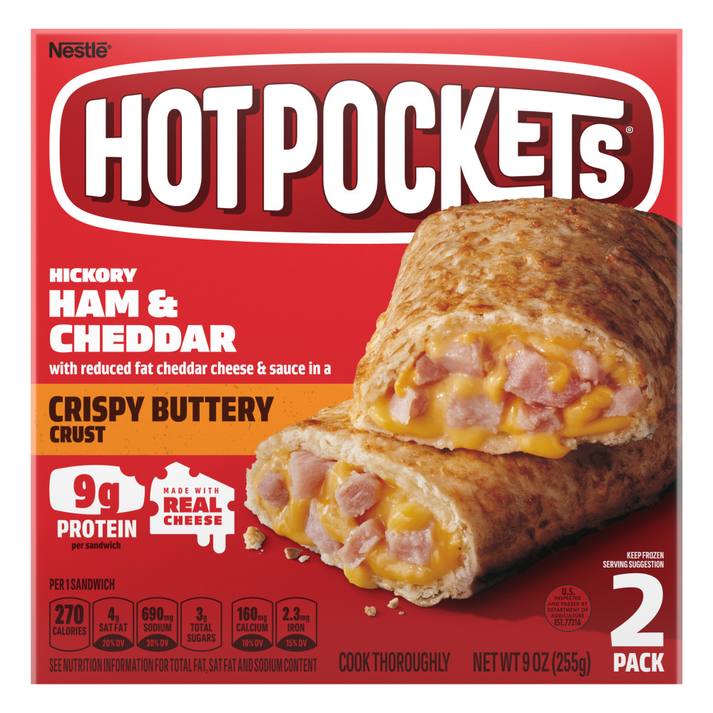 Order Hot Pockets Frozen Sandwiches - Hickory Ham & Cheddar, 2 pk food online from Bartell store, Edmonds on bringmethat.com