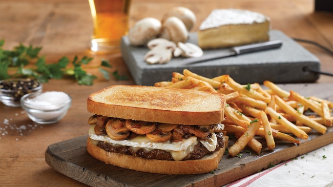 Order Mushroom Brie Burger food online from Mimis Cafe store, Antioch on bringmethat.com