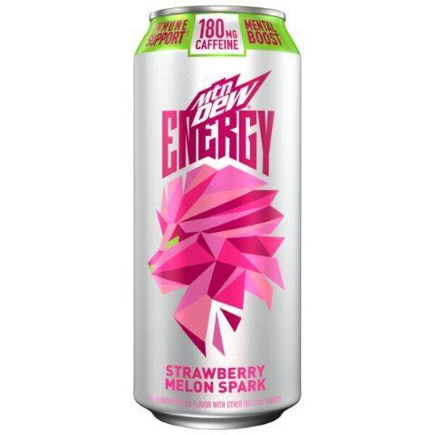Order MTN DEW ENERGY Strawberry Melon Spark 16oz food online from Speedway store, Succasunna on bringmethat.com