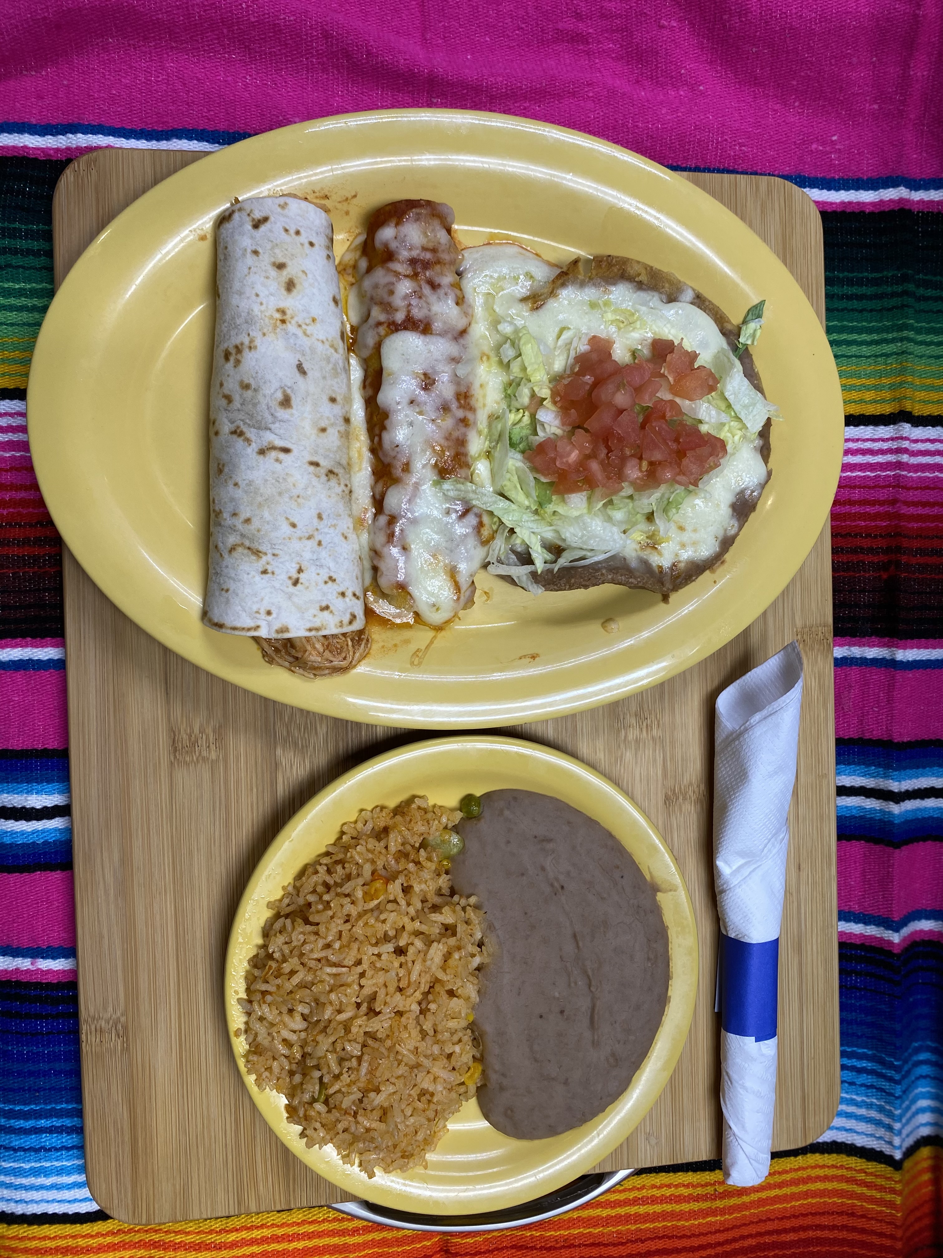 Order 4. Chicken Enchilada, Chicken Burrito, Bean and Cheese Tostada food online from Don Taco Bar And Grill store, Dearborn on bringmethat.com
