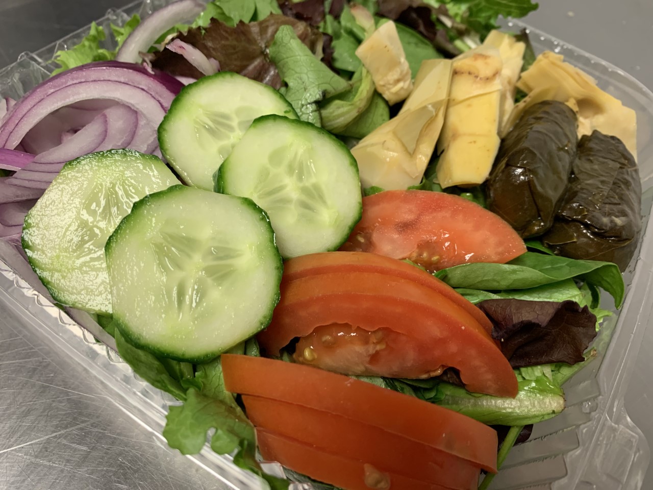 Order Large House Salad with 2 Dressing food online from Sicilian Pizza - Alexandria store, Alexandria on bringmethat.com