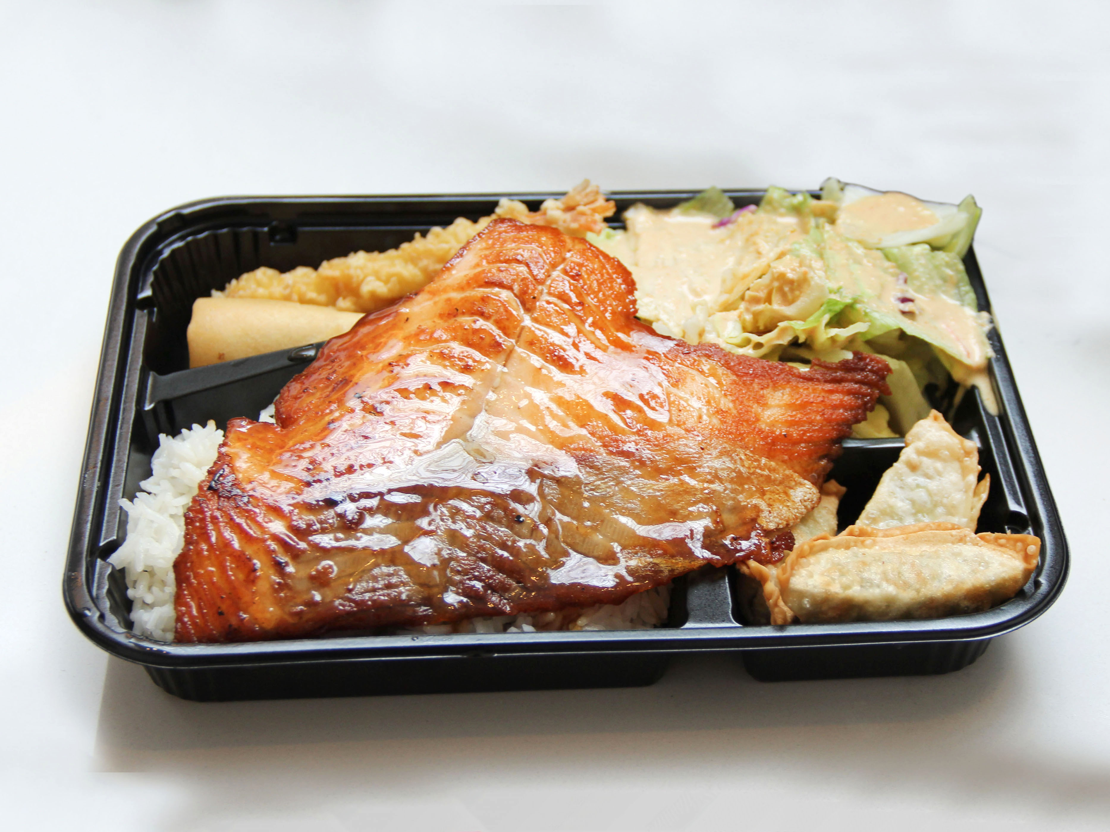 Order Salmon Bento food online from Fuwa Teriyaki Grill store, Cherry Hill on bringmethat.com