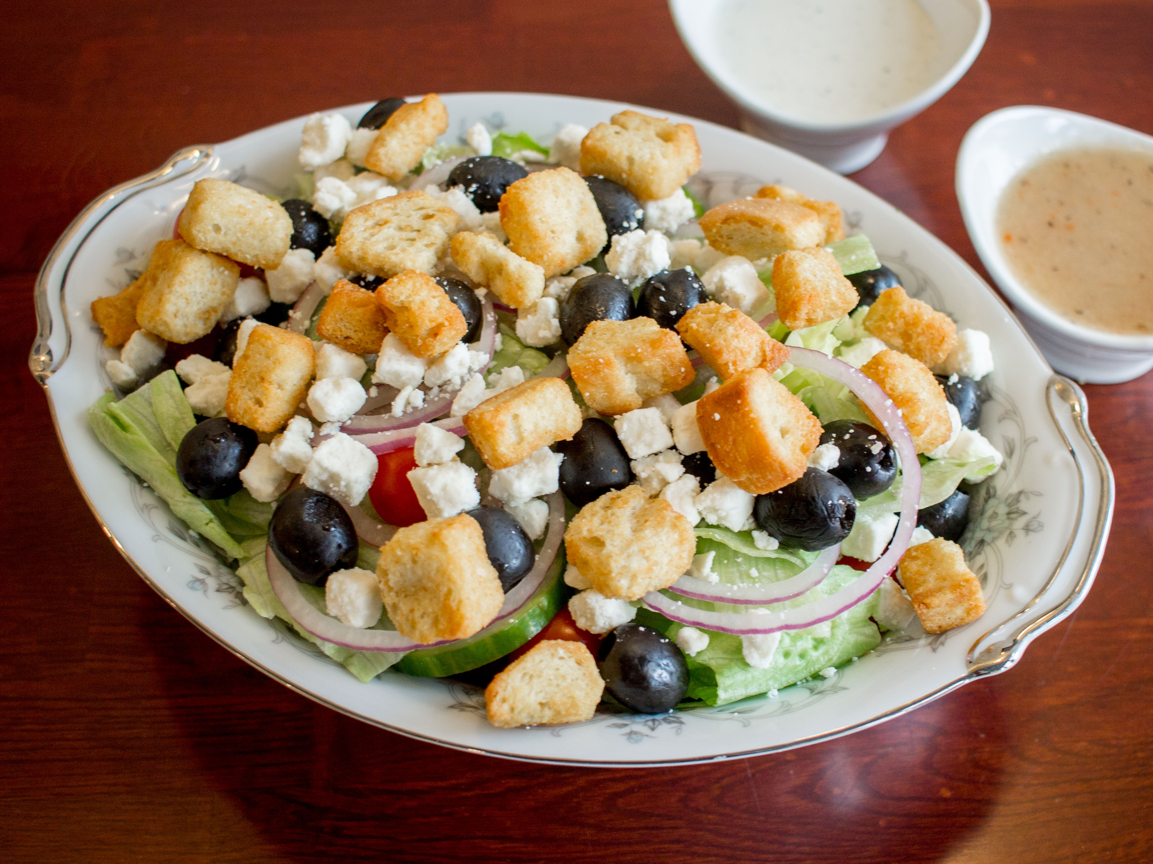 Order Greek Salad food online from Pizza Fiesta store, Pittsburgh on bringmethat.com