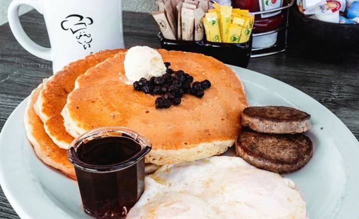 Order Blueberry Pancakes Combo - OO food online from Biscuits Cafe store, Glendale on bringmethat.com