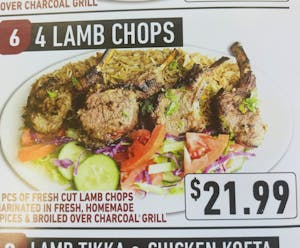 Order #6 4 Lamb Chops food online from Jersey Kabob Platter & Pizza store, Monroe Township on bringmethat.com