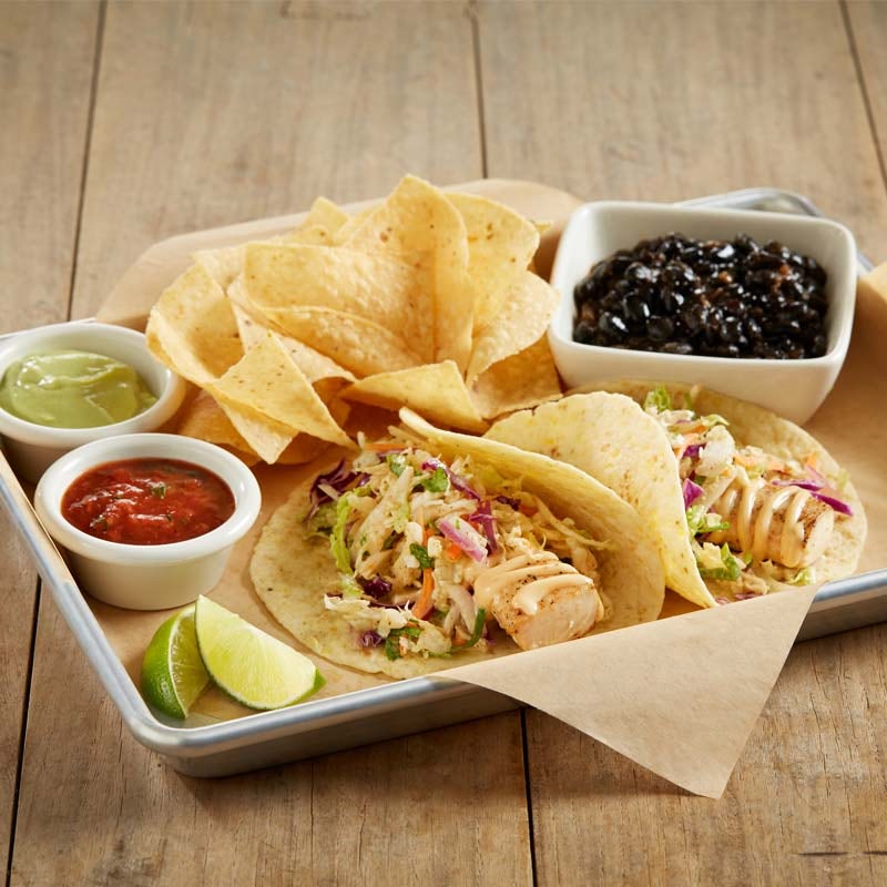 Order Mahi-Mahi Or Shrimp Tacos food online from Bj Restaurant & Brewhouse store, North Canton on bringmethat.com