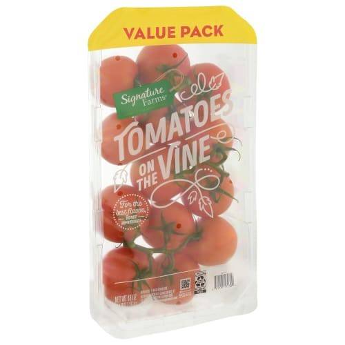 Order Signature Farms · Value Pack Tomatoes on the Vine (48 oz) food online from Albertsons store, Lafayette on bringmethat.com