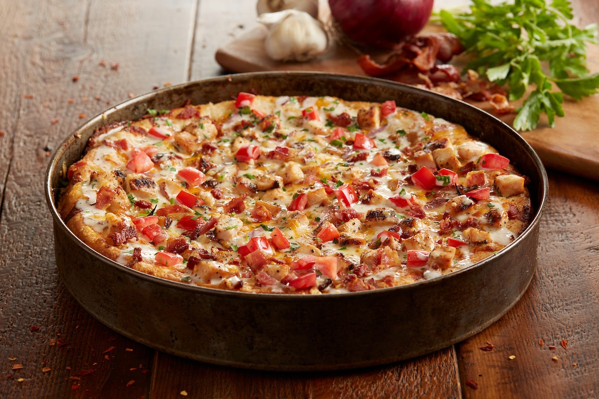 Order Chicken Bacon Ranch Pizza - Mini food online from Bj Restaurant & Brewhouse store, Columbus on bringmethat.com