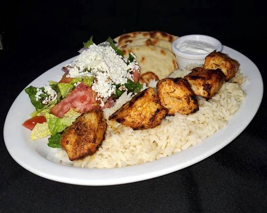 Order Chicken Shish Kebab + Choice of Appetizers food online from Cafe Agora Midtown store, Atlanta on bringmethat.com