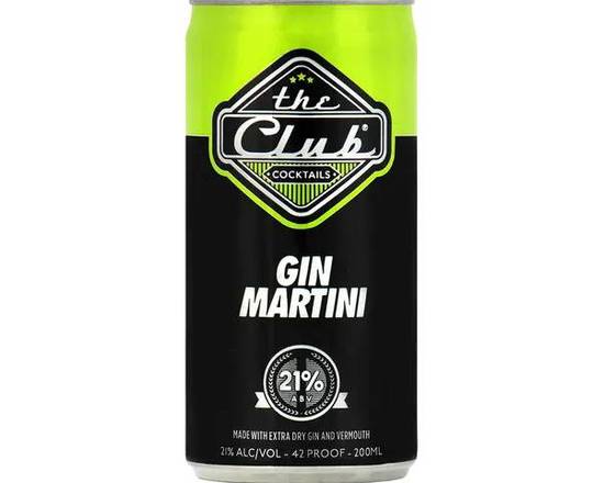 Order The Club Cocktails Gin Martini (21 % ABV ) 200 ml food online from Pit Stop Liquor Mart store, El Monte on bringmethat.com